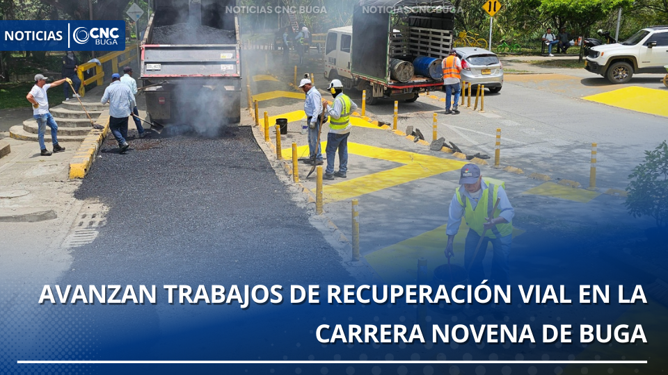 Avanzan trabajos de recuperación vial en la carrera novena de Buga