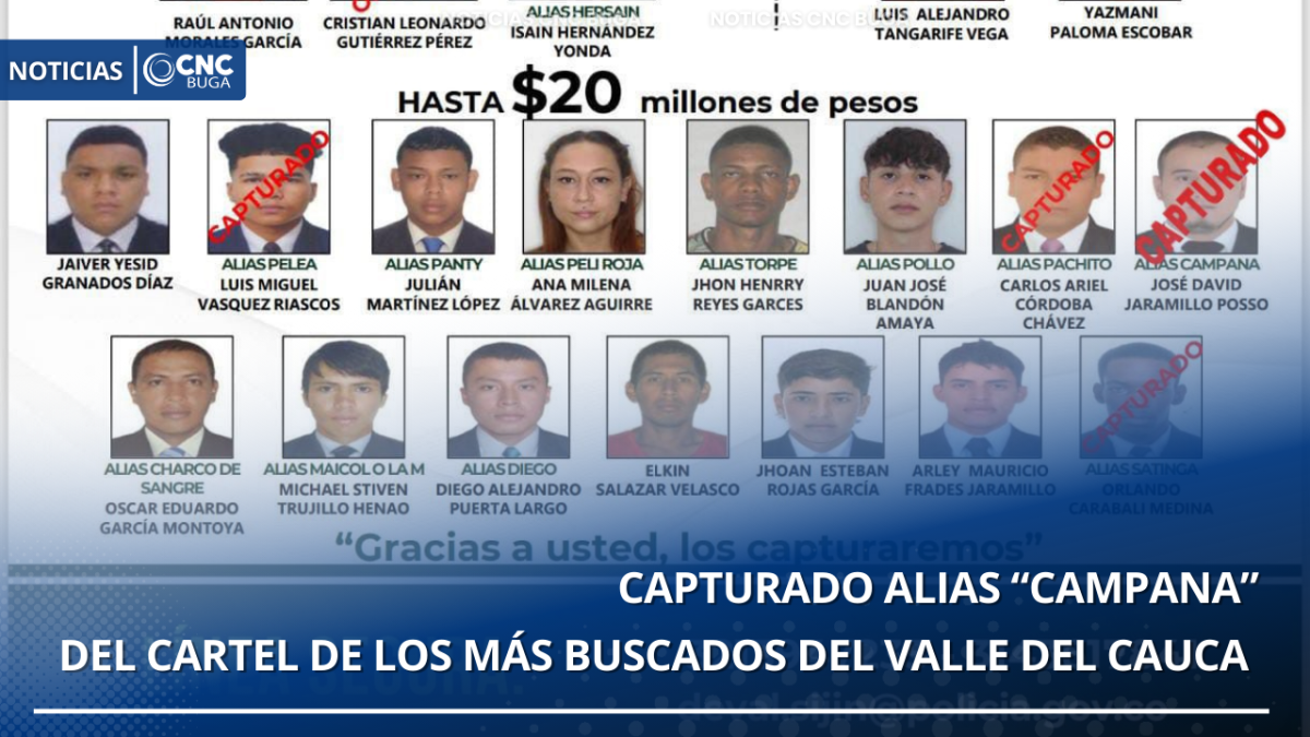 Capturado alias “Campana”, del cartel de los más buscados del Valle del Cauca